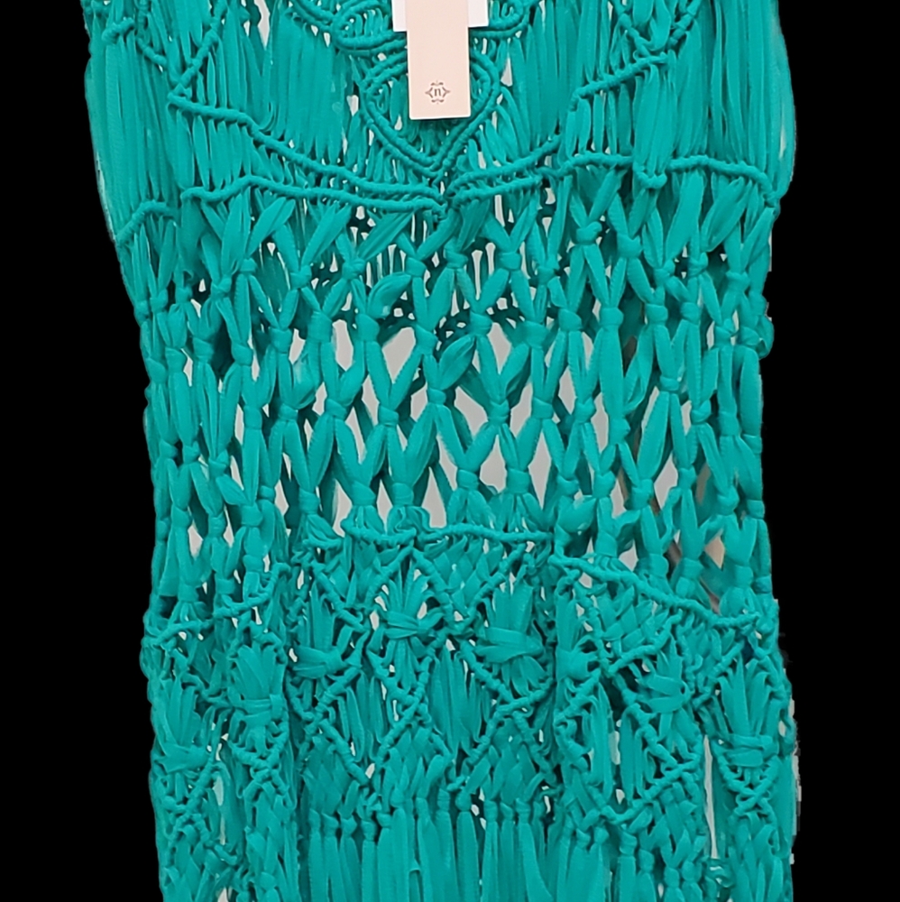 Hawaiian dress bathing suit cover crochet green tropical beauty - Picture 4 of 4